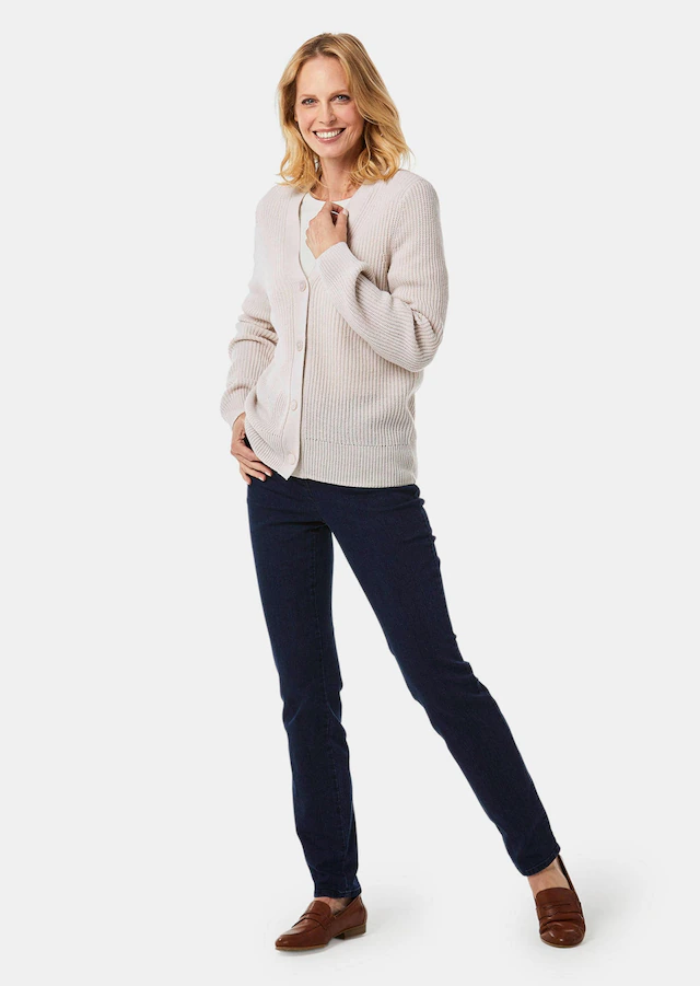 GOLDNER Strickjacke »Elegante Strickjacke mit V-Ausschnitt« Hochwertige Strickminderungen