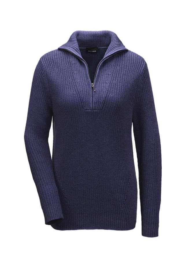 GOLDNER Strickpullover »Kurzgröße Sportiver Troyer mit Baumwollanteil« Ohne