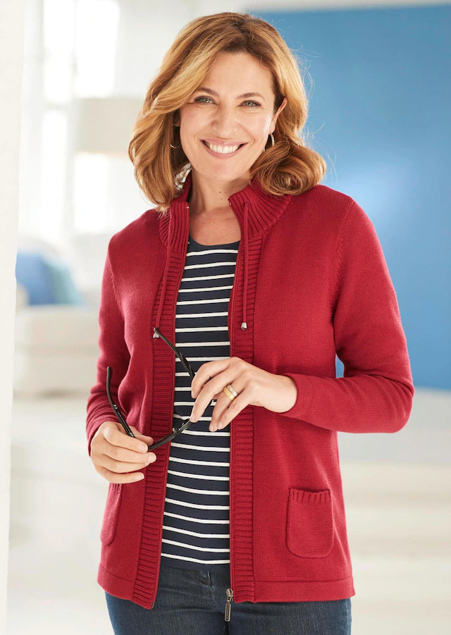 GOLDNER Strickjacke »Herbstcardigan mit Reißverschluss« Aufwendig in Form gestrickt für perfekte Passform