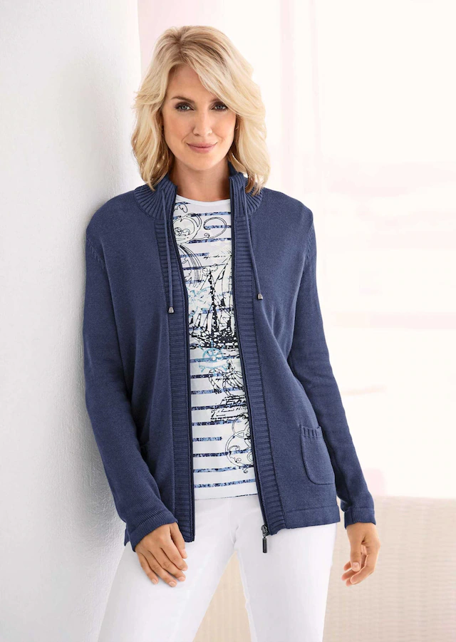 GOLDNER Strickjacke »Herbstcardigan mit Reißverschluss« Aufwendig in Form gestrickt für perfekte Passform