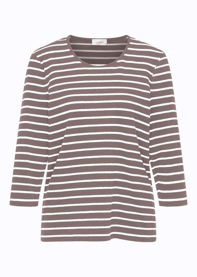 GOLDNER 3/4-Arm-Shirt »Jerseyshirt mit Rundhals« Garngefärbte und dadurch farbbeständige Ringel