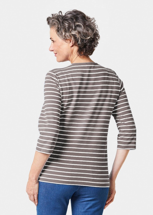 GOLDNER 3/4-Arm-Shirt »Jerseyshirt mit Rundhals« Garngefärbte und dadurch farbbeständige Ringel