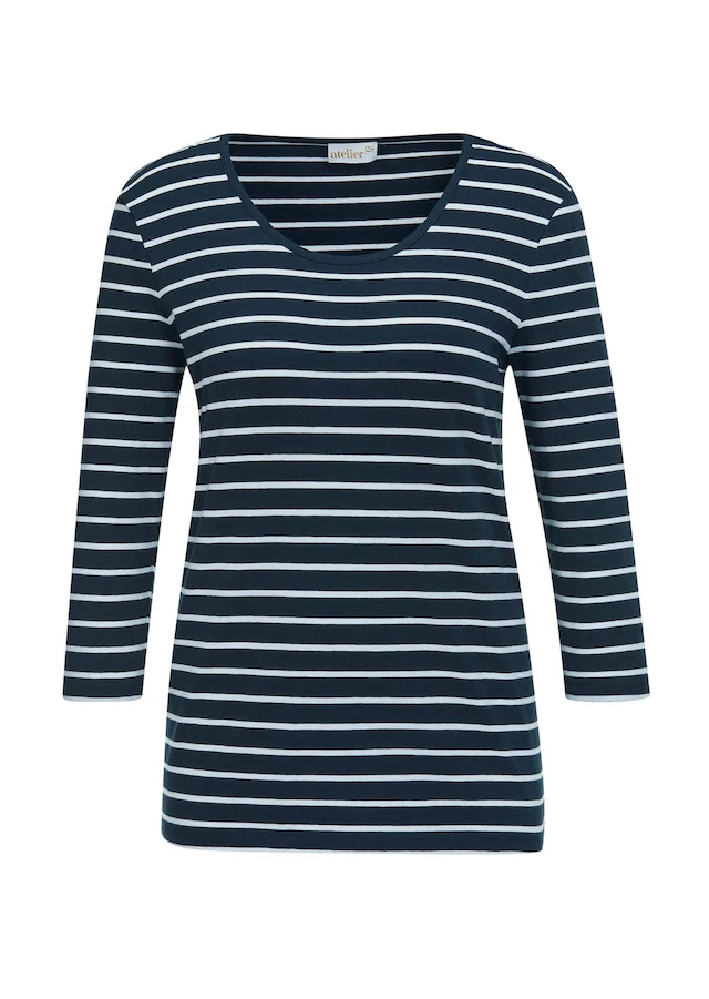 GOLDNER 3/4-Arm-Shirt »Jerseyshirt mit Rundhals« Garngefärbte und dadurch farbbeständige Ringel