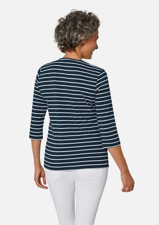 GOLDNER 3/4-Arm-Shirt »Jerseyshirt mit Rundhals« Garngefärbte und dadurch farbbeständige Ringel