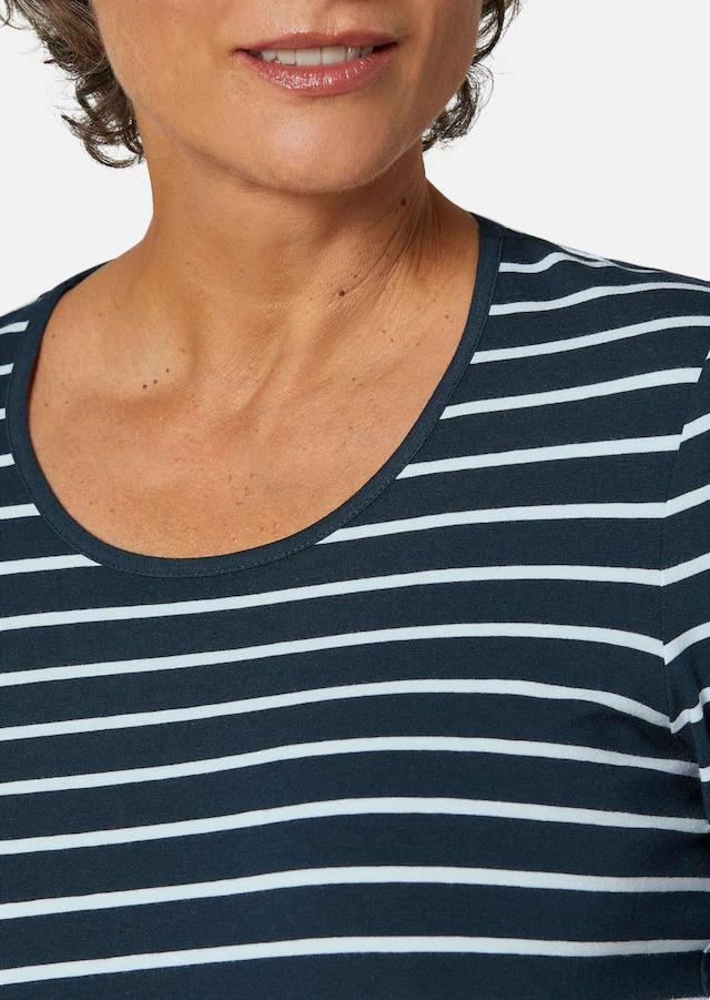 GOLDNER 3/4-Arm-Shirt »Jerseyshirt mit Rundhals« Garngefärbte und dadurch farbbeständige Ringel