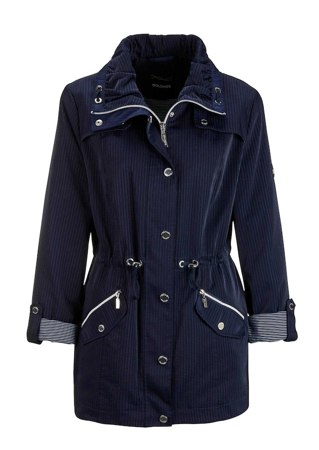 GOLDNER Blouson »Kurzgröße Longjacke aus fein strukturierter Ware« modisches, gestreiftes Innenfutter