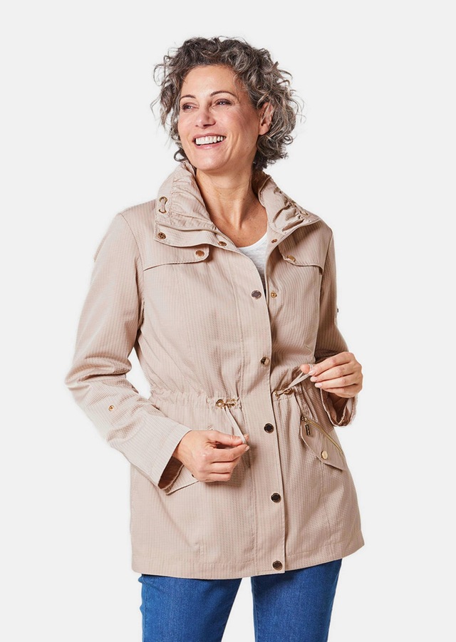 GOLDNER Blouson »Kurzgröße Longjacke aus fein strukturierter Ware« modisches, gestreiftes Innenfutter
