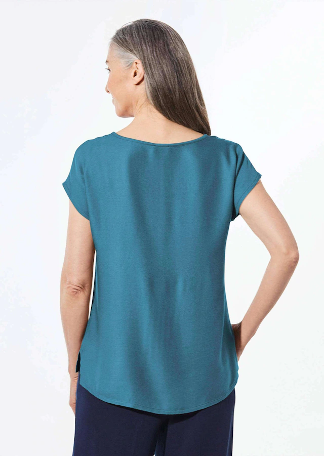 GOLDNER Schlupfbluse »Kurzgröße Elegante Viskosebluse mit Glitzer« Dekosteine