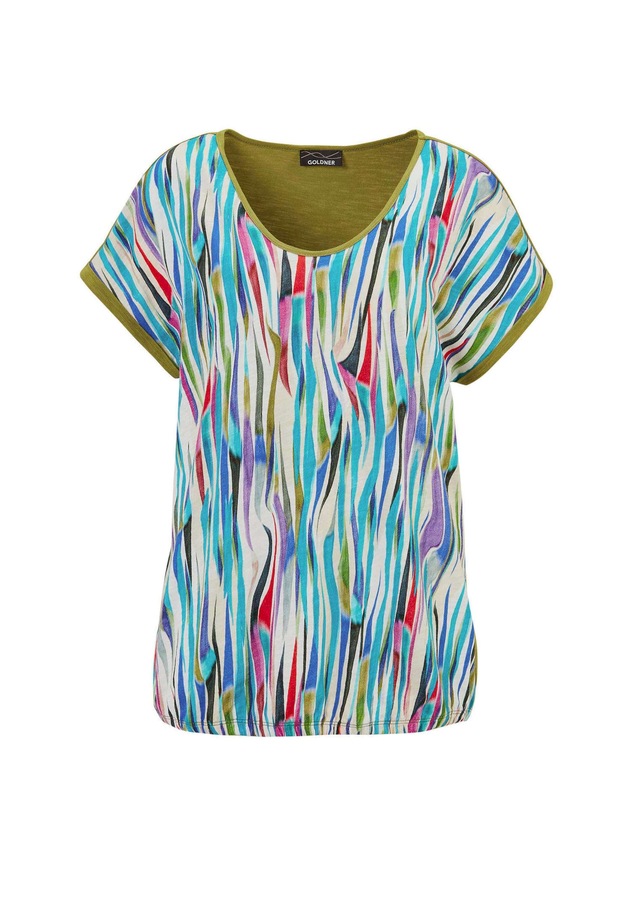 GOLDNER Kurzarmshirt »Kurzgröße Shirt aus Effektgarn« Flammengarn