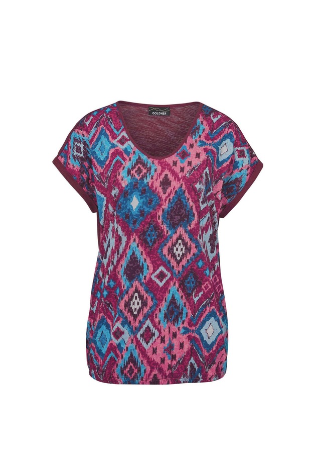 GOLDNER Kurzarmshirt »Kurzgröße Shirt aus Effektgarn« Flammengarn