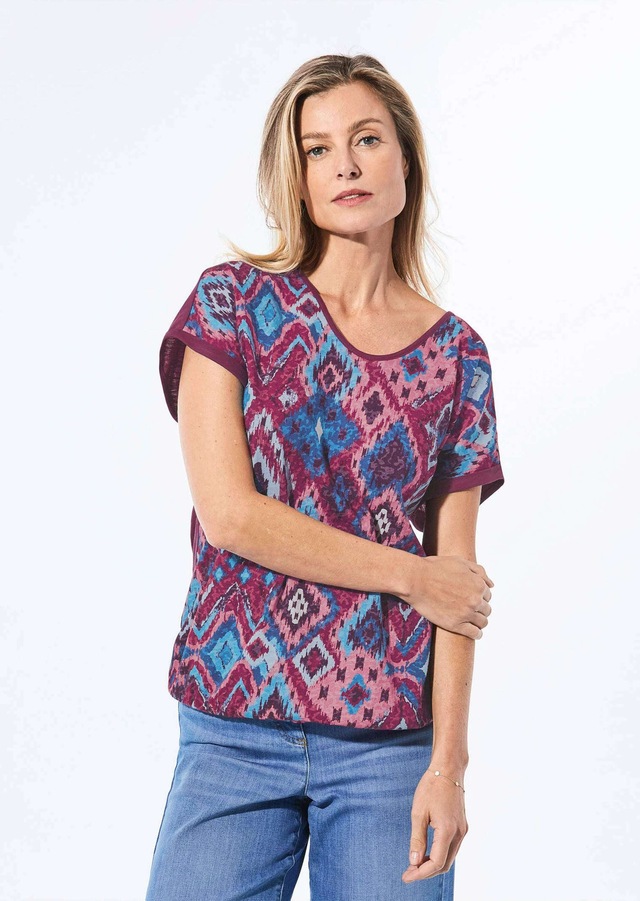 GOLDNER Kurzarmshirt »Kurzgröße Shirt aus Effektgarn« Flammengarn