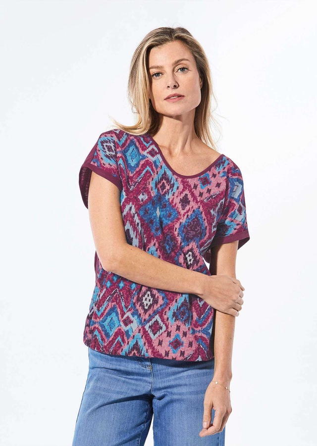 GOLDNER Kurzarmshirt »Kurzgröße Shirt aus Effektgarn« Flammengarn