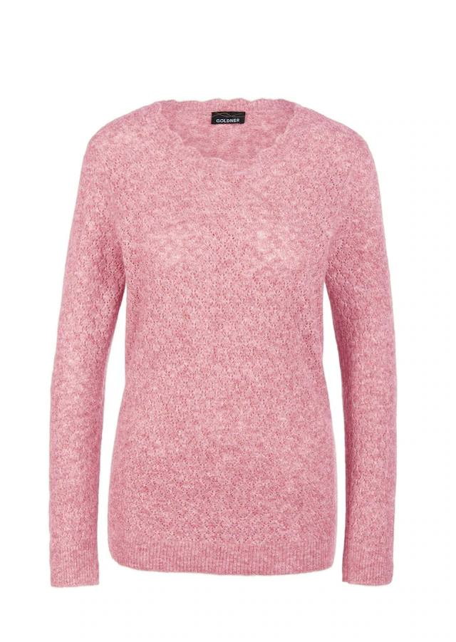 GOLDNER Strickpullover »Femininer Ajourpullover aus hochwertigem Melange-Garn« Sehr gut kombinierbares Wohlfühlstück