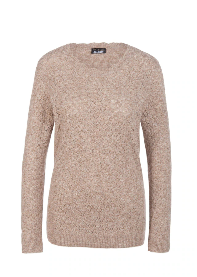 GOLDNER Strickpullover »Femininer Ajourpullover aus hochwertigem Melange-Garn« Sehr gut kombinierbares Wohlfühlstück