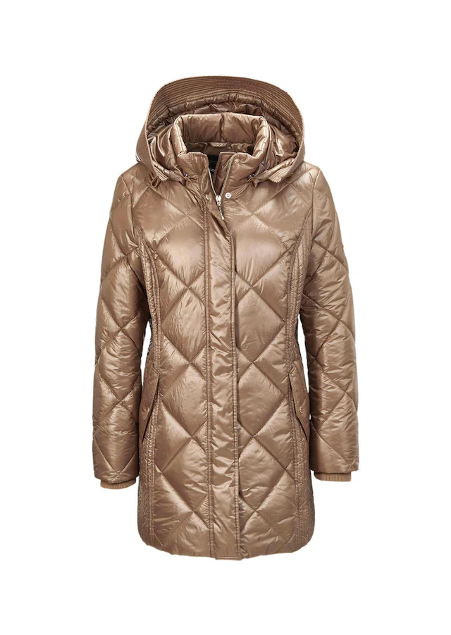 GOLDNER Steppjacke »Kurzgröße Kapuzenmantel mit Stehkragen« Mit Strickbündchen an den Ärmeln