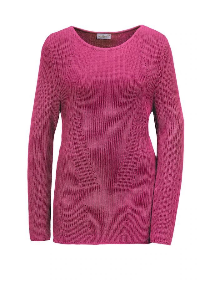 GOLDNER Strickpullover »Kurzgröße Baumwollpullover mit Patentgrobstrick« Ohne