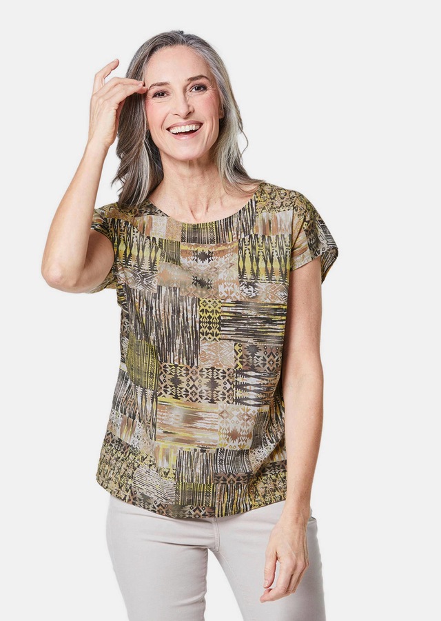 GOLDNER Druckbluse »Ultraleichte Druckbluse aus reiner Baumwolle« Ohne