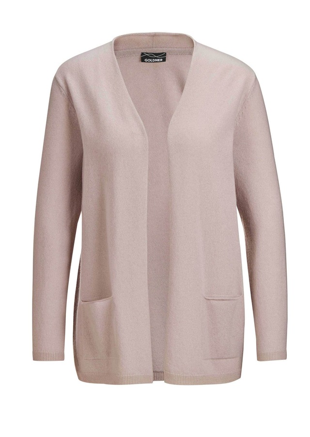 GOLDNER Strickjacke »Kurzgröße Cardigan in langer offener Form« Aufwendig in Form gestrickt