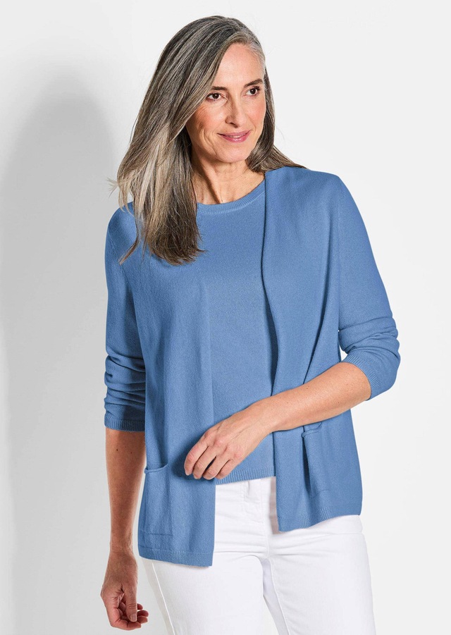 GOLDNER Strickjacke »Cardigan in langer offener Form« Aufwendig in Form gestrickt