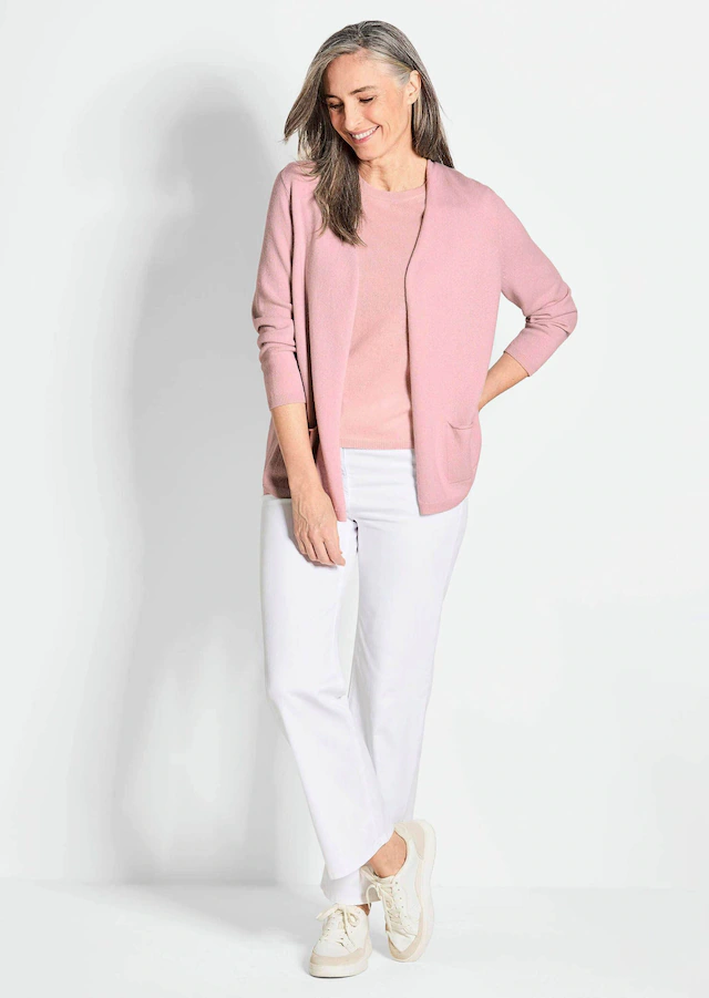 GOLDNER Strickjacke »Cardigan in langer offener Form« Aufwendig in Form gestrickt
