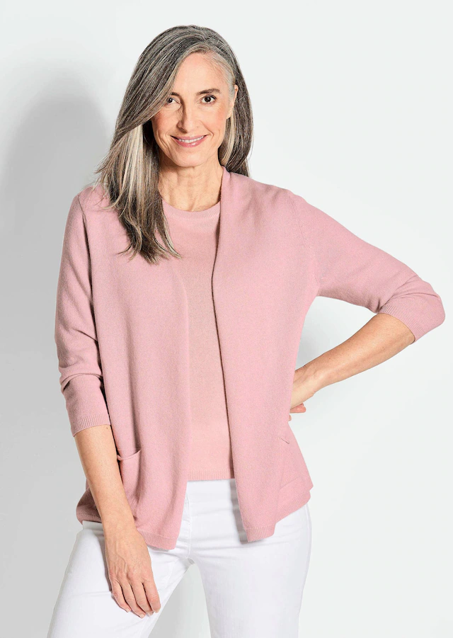 GOLDNER Strickjacke »Cardigan in langer offener Form« Aufwendig in Form gestrickt