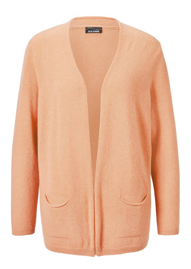GOLDNER Strickjacke »Cardigan in langer offener Form« Aufwendig in Form gestrickt