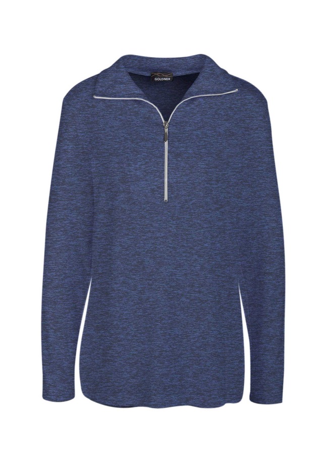 GOLDNER Longpullover »Kurzgröße Flauschiges Troyer- Shirt« Flauschig angeraute Melange-Qualität