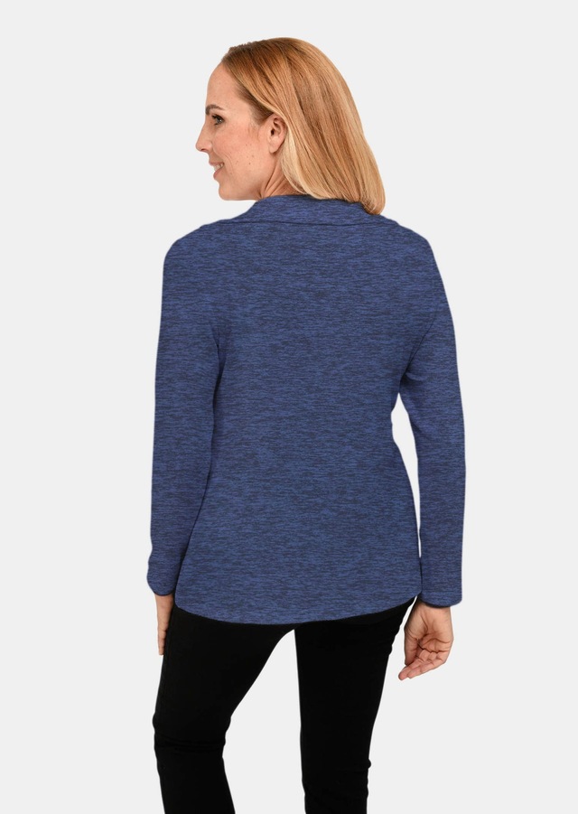 GOLDNER Longpullover »Kurzgröße Flauschiges Troyer- Shirt« Flauschig angeraute Melange-Qualität