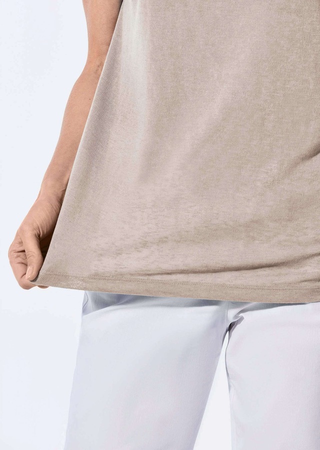 GOLDNER Kurzarmshirt »Kurzgröße Shirt in Leinenoptik« U-Boot-Ausschnitt