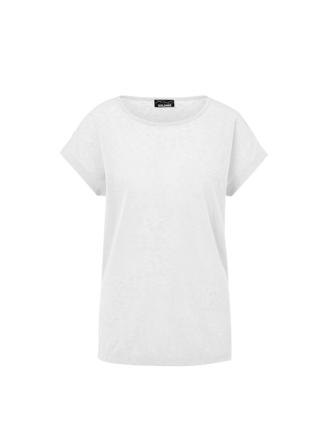 GOLDNER Kurzarmshirt »Kurzgröße Shirt in Leinenoptik« U-Boot-Ausschnitt