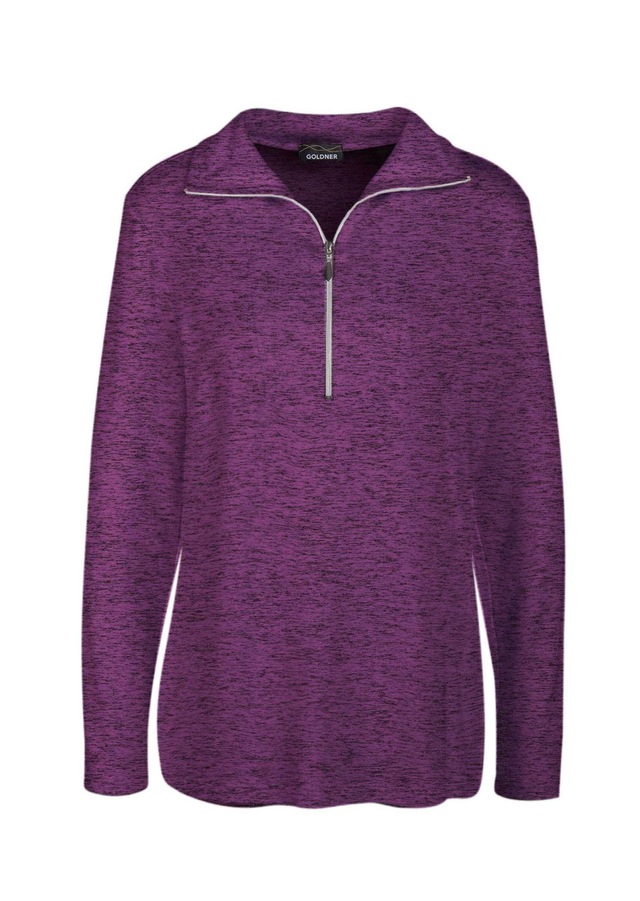GOLDNER Longpullover »Kurzgröße Flauschiges Troyer- Shirt« Flauschig angeraute Melange-Qualität