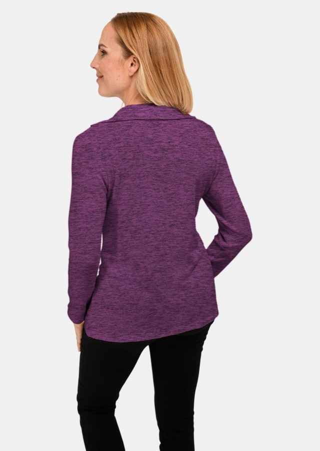 GOLDNER Longpullover »Kurzgröße Flauschiges Troyer- Shirt« Flauschig angeraute Melange-Qualität