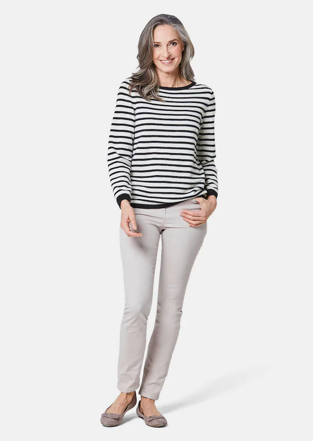 GOLDNER Strickpullover »Kurzgröße Feinstrickshirt mit U-Boot-Ausschnitt« keine/nicht relevant