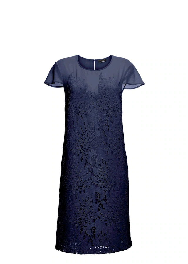 GOLDNER Abendkleid »Kurzgröße Kleid aus sommerlicher Spitze« mit kleinen Flügelärmelchen