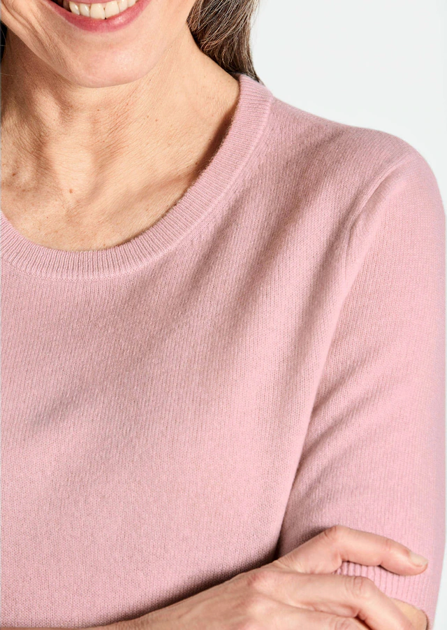 GOLDNER Kurzarmpullover »Feinstrickpullover mit Rundhals« Aufwendig in Form gestrickt