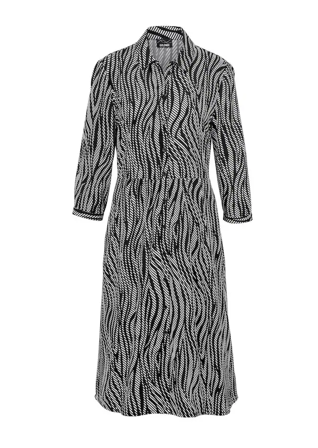 GOLDNER Sommerkleid »Kurzgröße Blusenkleid mit Hemdkragen« Eingrifftaschen mit Knopfleiste