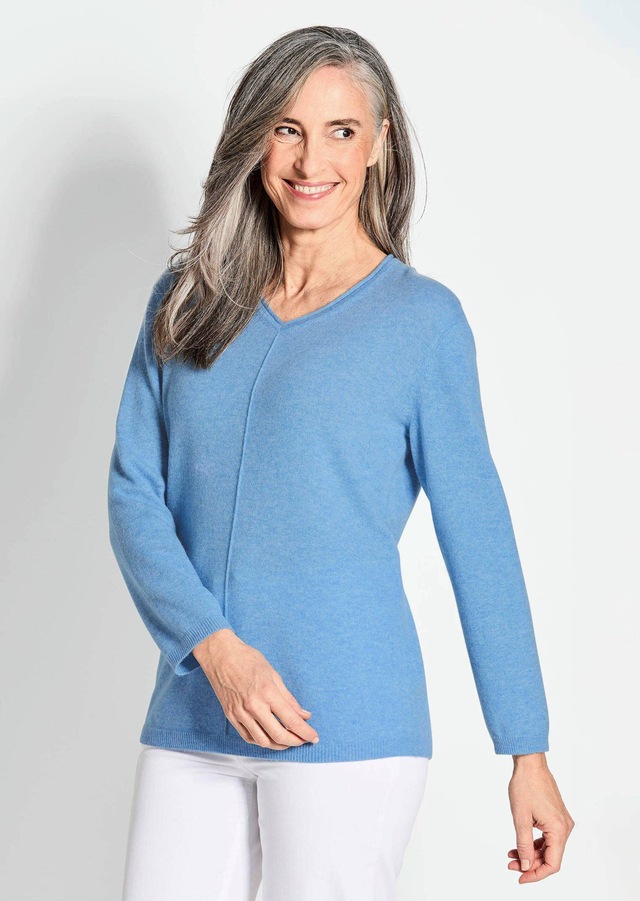 GOLDNER Strickpullover »Kurzgröße Basicpullover mit V-Ausschnitt« Aufwendig in Form gestrickt