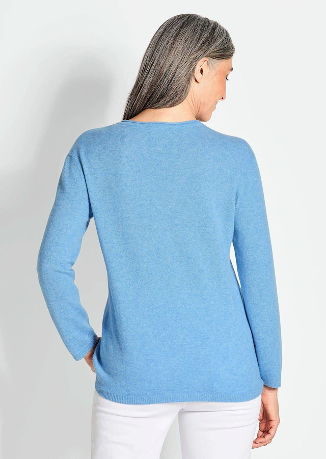GOLDNER Strickpullover »Kurzgröße Basicpullover mit V-Ausschnitt« Aufwendig in Form gestrickt