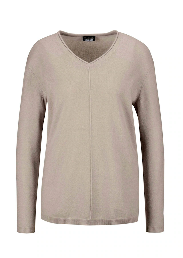 GOLDNER Strickpullover »Kurzgröße Basicpullover mit V-Ausschnitt« Aufwendig in Form gestrickt