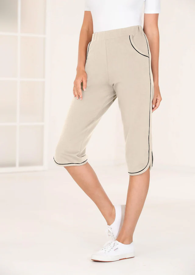 GOLDNER Stoffhose »Kurzgröße Stilvolle Sommerhose mit Schlupfbund« abgerundeter Saum, kleine Seitenschlitze