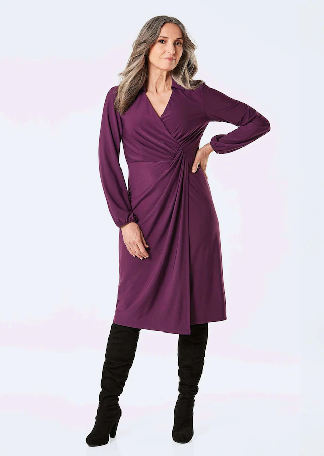 GOLDNER Jerseykleid »Elegantes Jerseykleid mit V-Ausschnitt« Wickeloptik