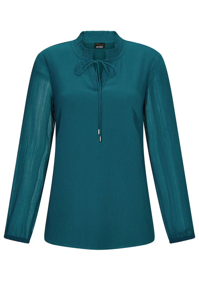 GOLDNER Chiffonbluse »Kurzgröße Elegante Jersey-Bluse mit Rundhals« Gummibund
