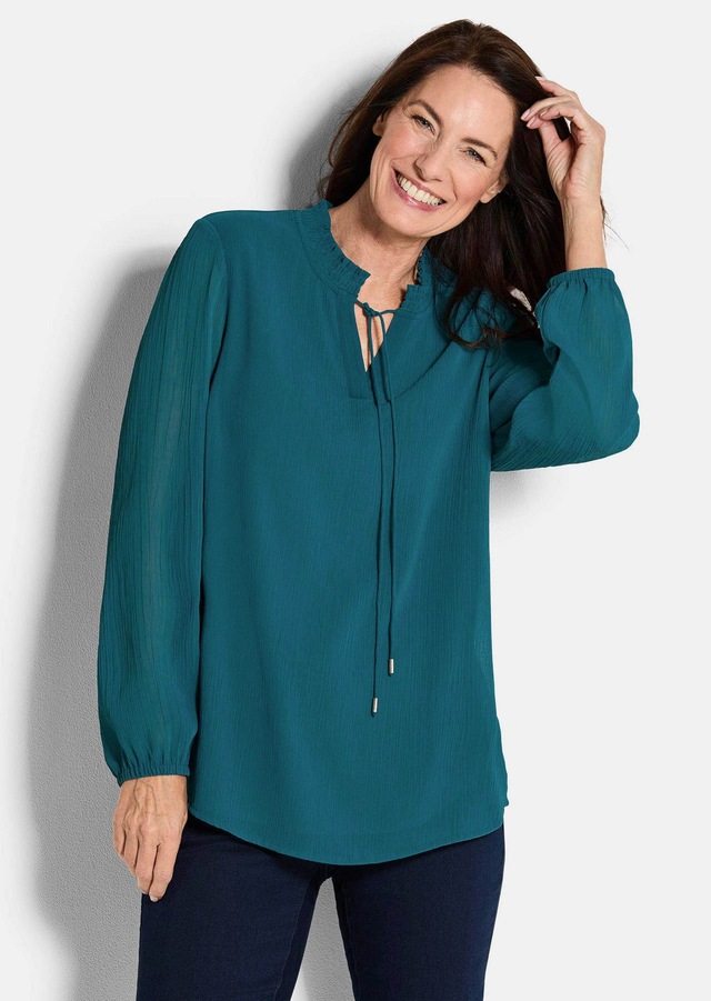 GOLDNER Chiffonbluse »Elegante Jersey-Bluse mit Rundhals« Gummibund