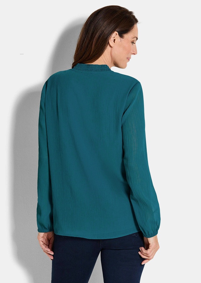 GOLDNER Chiffonbluse »Elegante Jersey-Bluse mit Rundhals« Gummibund