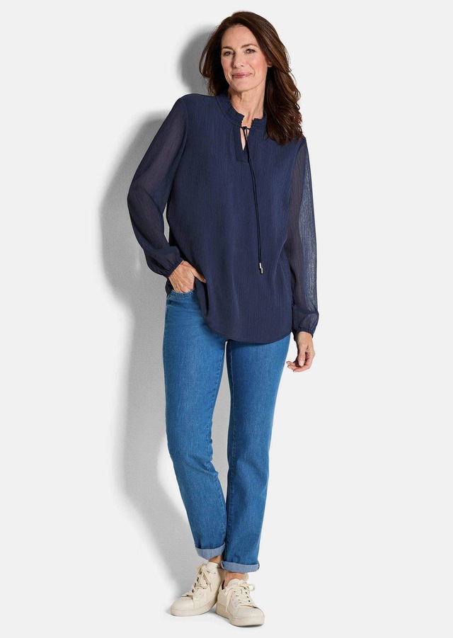 GOLDNER Chiffonbluse »Elegante Jersey-Bluse mit Rundhals« Gummibund