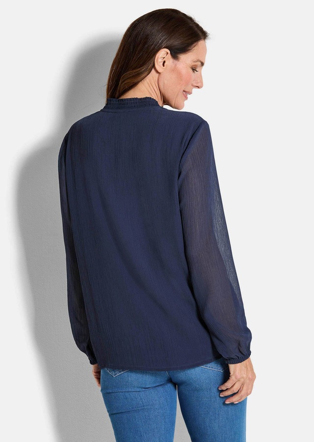 GOLDNER Chiffonbluse »Elegante Jersey-Bluse mit Rundhals« Gummibund