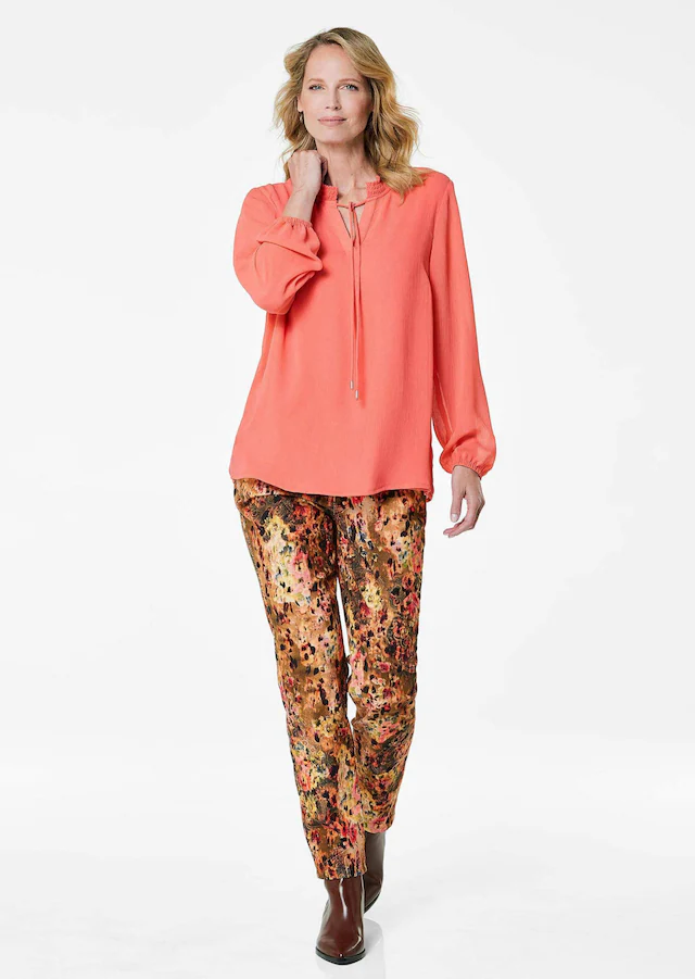 GOLDNER Chiffonbluse »Elegante Jersey-Bluse mit Rundhals« Gummibund