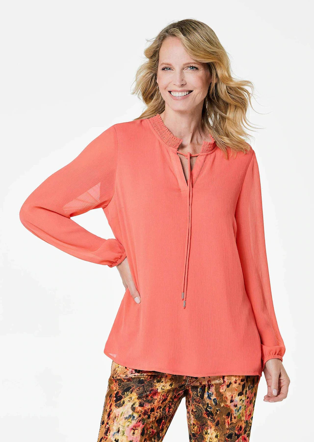 GOLDNER Chiffonbluse »Elegante Jersey-Bluse mit Rundhals« Gummibund