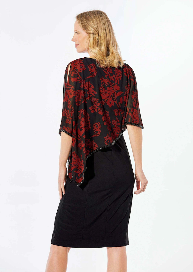 GOLDNER Etuikleid »Elegantes Abendkleid mit Pailletten« Chiffonüberwurf mit schimmerndem Paillettenbesatz