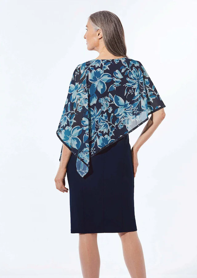 GOLDNER Etuikleid »Elegantes Abendkleid mit Pailletten« Chiffonüberwurf mit schimmerndem Paillettenbesatz